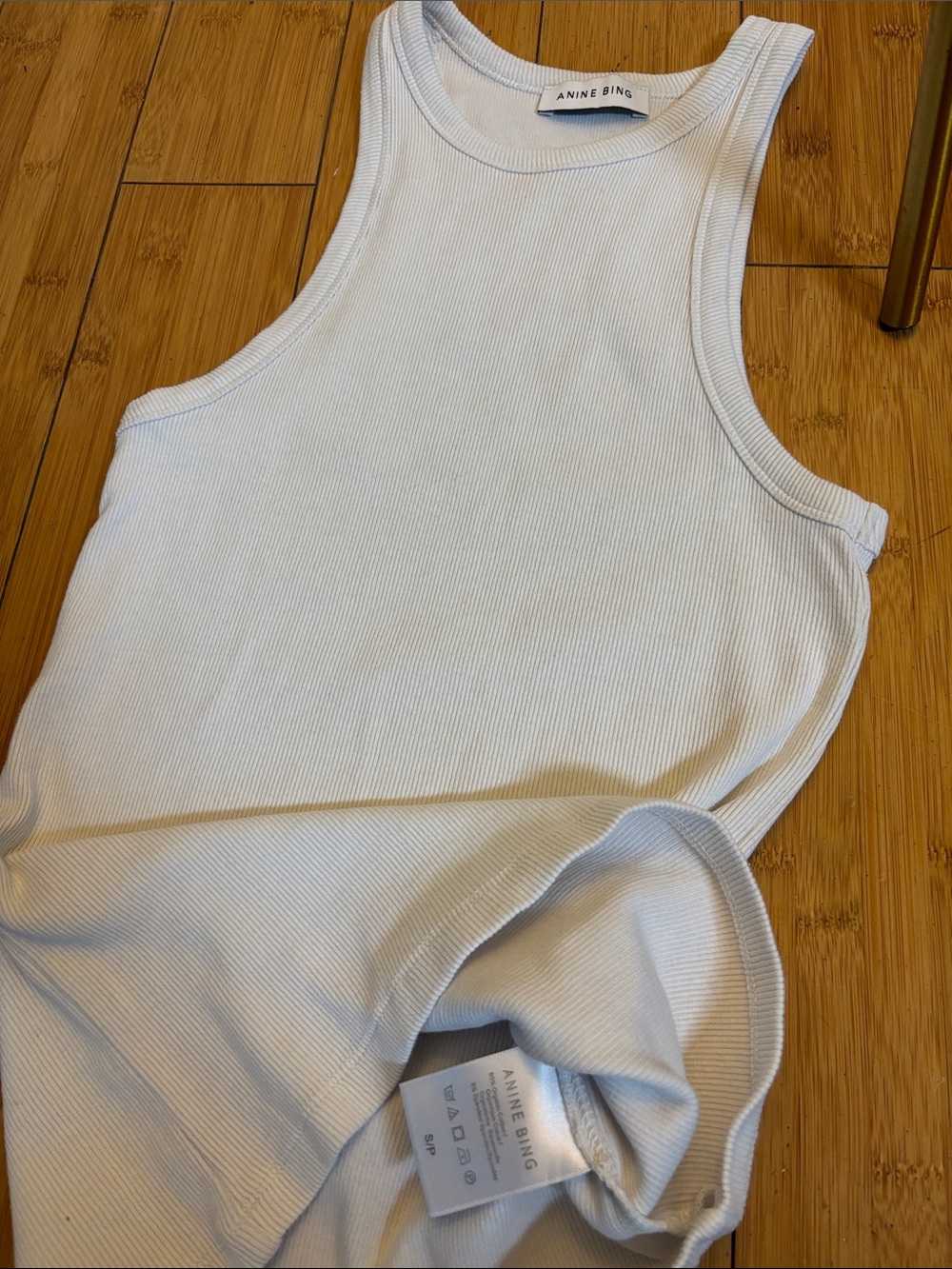 Anine Bing White Ribbed Racerback Tank - Picture 17 of 17